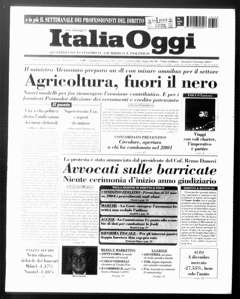 Italia oggi : quotidiano di economia finanza e politica